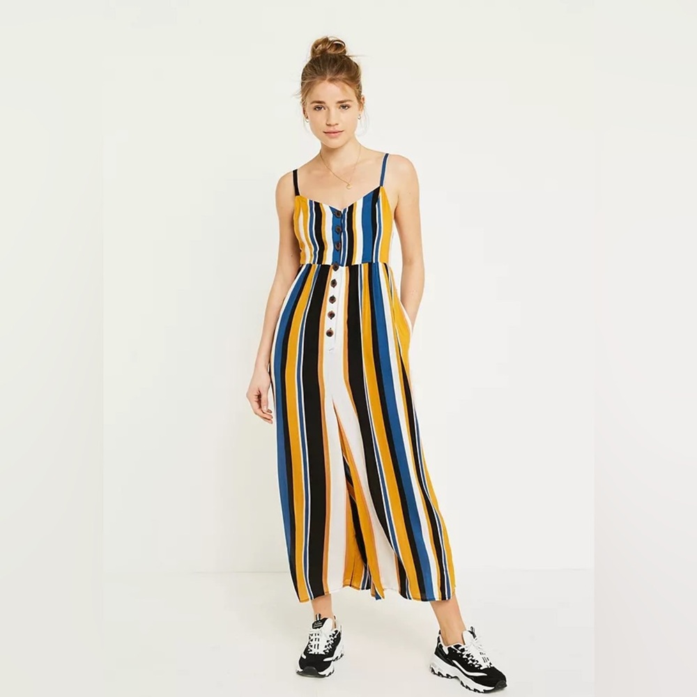 Urban Outfitters Tootsie Button-Down Cropped Jumpsuit